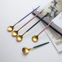 304 stainless steel coffee spoon lengthened spoon creative stainless steel long handle stirring sweet spoons small spoon honey spoon