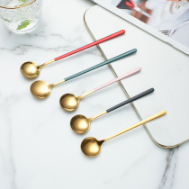 304 Stainless Steel Coffee Spoon Korea Stir Spoon Creative Coffee Spoon Cute Little Spoon Sweet Milk Tea Small Spoon