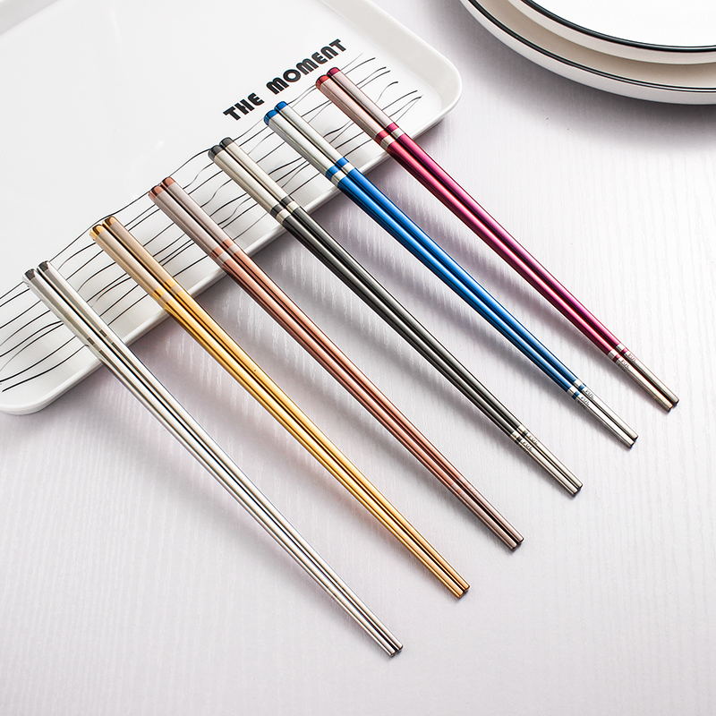 Stainless steel chopsticks 304 household anti - slip and high - grade fast son one chopstick and chopstick couple pair