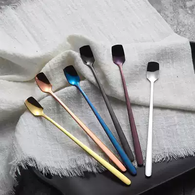 304 stainless steel spoon long handle coffee mixing spoon ice cream spoon mug dessert spoon mini spoon