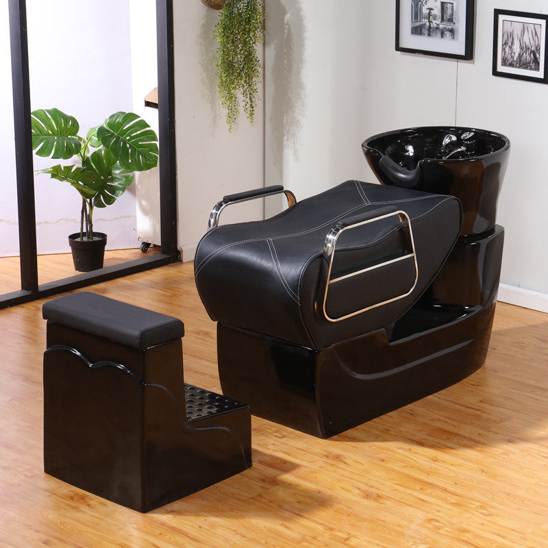 New Thai-style shampoic bed hair salon hairdresseshop special glass fiber flush bed ceramic basin Beauty hair bed semi-reclining type