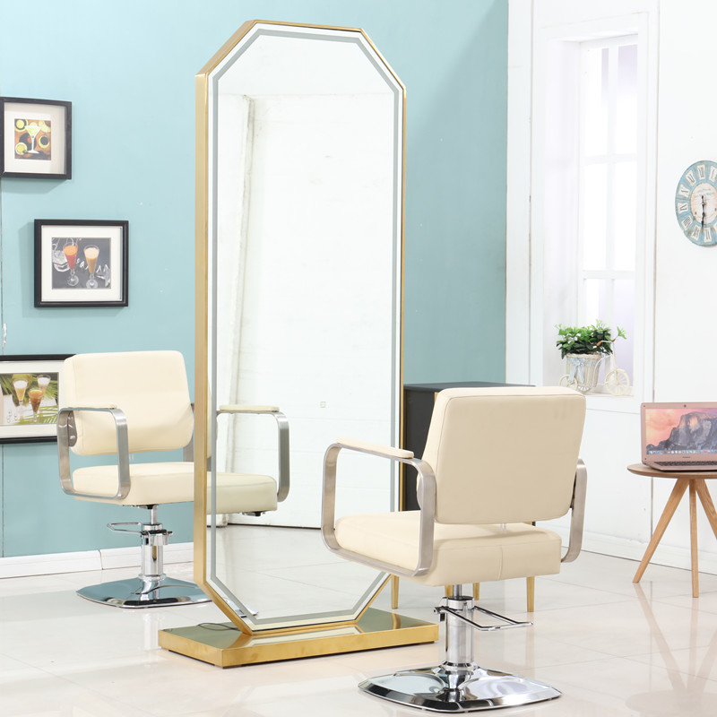 Internet Red Hairdresse Shop Beauty Hair Salon Hair Salon Special Mirror Desk Brief Floor Mirror Cabinet Integrated European-style Hanging Wall Tide