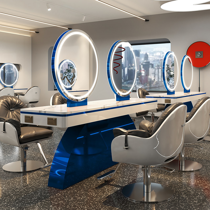 New barber shop mirror table hair cutting mirror dyeing ironing area hot dyeing table mirror cabinet integrated hair salon dedicated hairdressing shop mirror