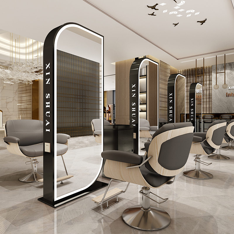 Barber shop lens gallery dedicated double-sided red hot stained mirror cutting hair cutting and landing wall lamp