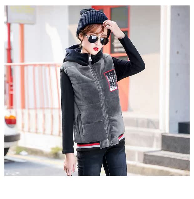 Vest nữ mùa thu và mùa đông dày ấm áp ngắn cotton vest Thời trang Hàn Quốc Áo vest nữ trùm đầu vest hoang dã - Áo vest áo kiểu trung niên hàn quốc