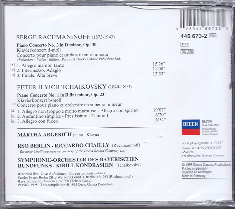 Агрик Рачманов No. 3 Чайковский No. 1 Пианино Концерт Импорт CD
