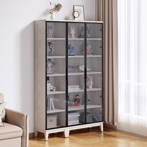 Dust-proof glass bookcase solid wood modern minimalist with door integrated whole wall full wall white two-door home leaning against wall