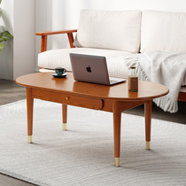 American tea table living room TV cabinet combination light extravagant home small family type solid wood oval table ground cabinet package