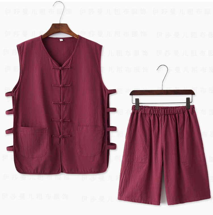 Mùa hè nam lanh cha vest Trung Quốc Tang phù hợp với mồ hôi thấm mồ hôi áo gió Trung Quốc vest vest vest áo thun 3 lỗ