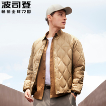 Boston Down Dress 2022 new mens round - collar fashion wave line quilted and thin short coat