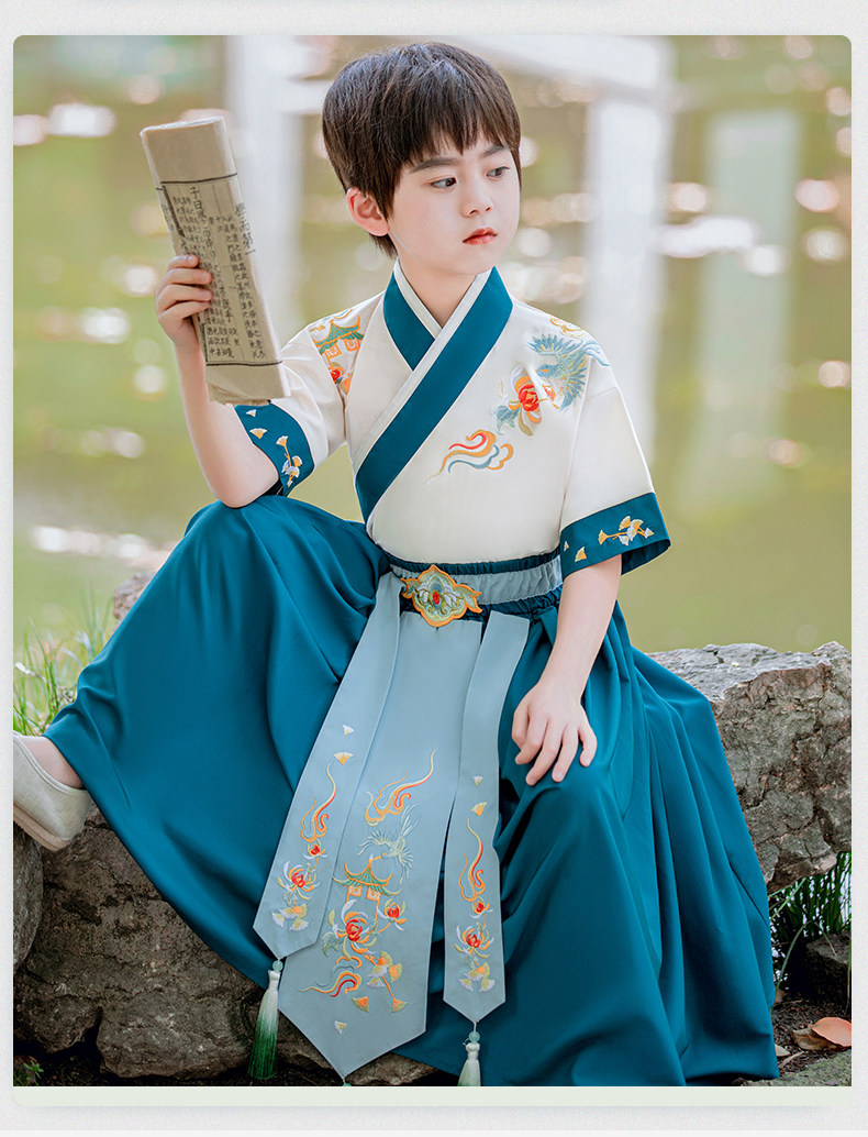китайский костюм 汉服男童夏季装2026新款儿童国学少爷古装幼儿园演出服唐装中国风
