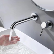 Full copper concealed tap into wall-type hot and cold tap water embedded in washbasin tap washbasin surface basin