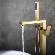 Bathtub floor type head full copper gold column basin cylinder edge type independent shower head hot and cold shower cylinder tap