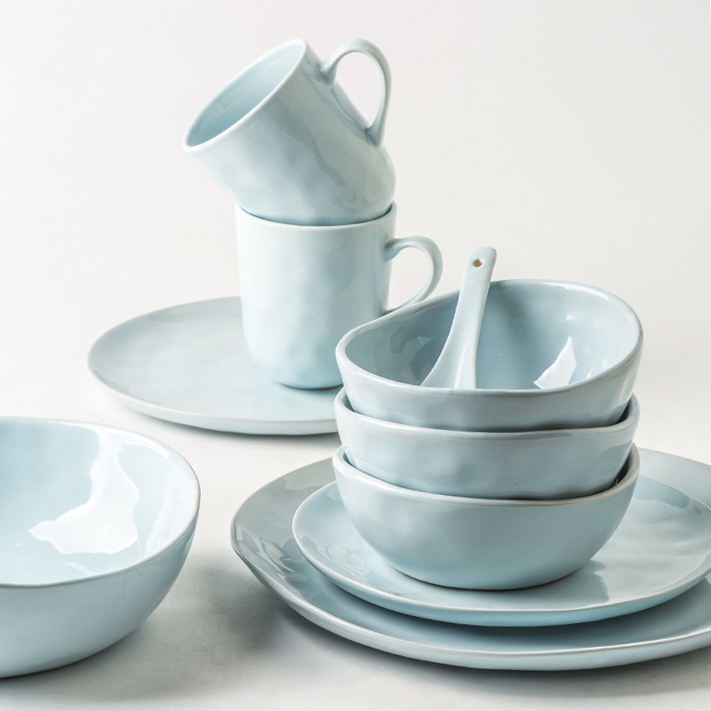 Nordic Japanese contracted wind lovers color irregular contracted ceramic bowl bowl mercifully rainbow such as bowl soup bowl dishes by hand