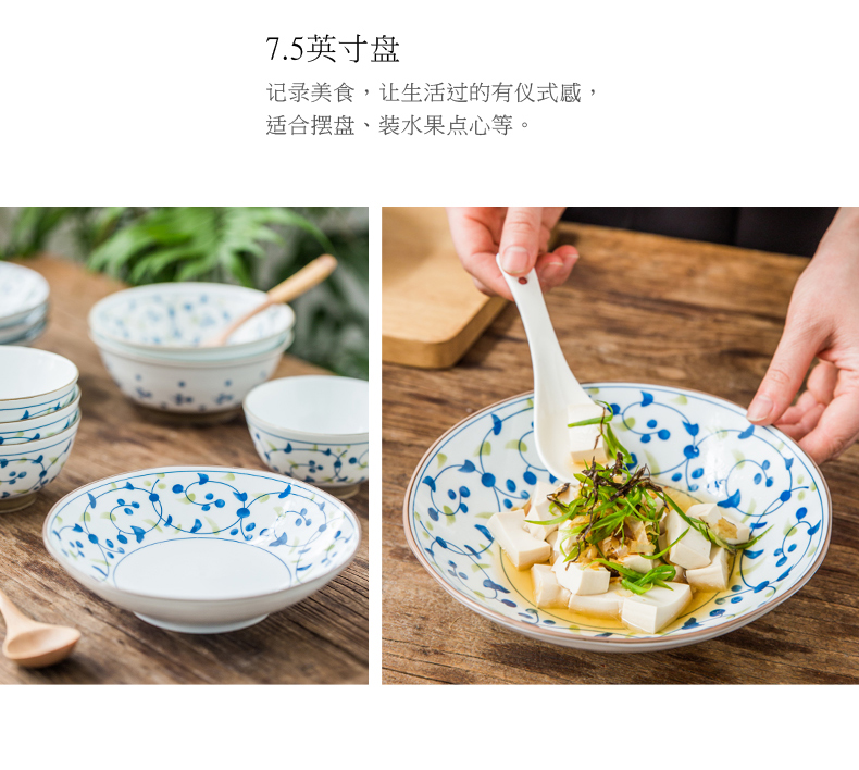 Nordic ins web celebrity express picking 6 people eat Japanese cherry blossom put household ceramic dishes dishes chopsticks tableware suit