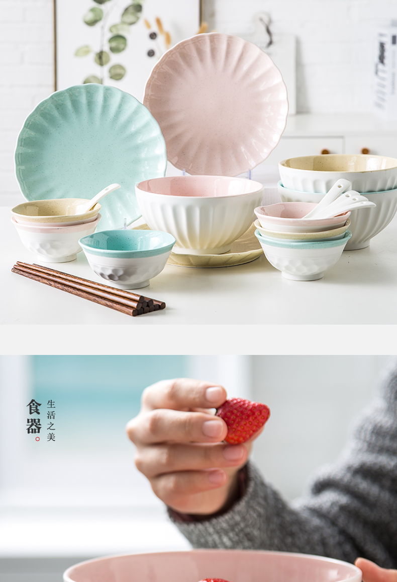 Japanese Korean good - & color express picking household ceramic bowl bowl rainbow such as bowl bowl bowl plate tableware