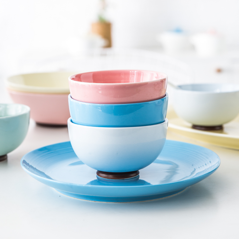 Nordic Japanese creative lovely household ceramics tableware color bowl of rice bowls rainbow such as bowl bowl dessert bowl of small bowl