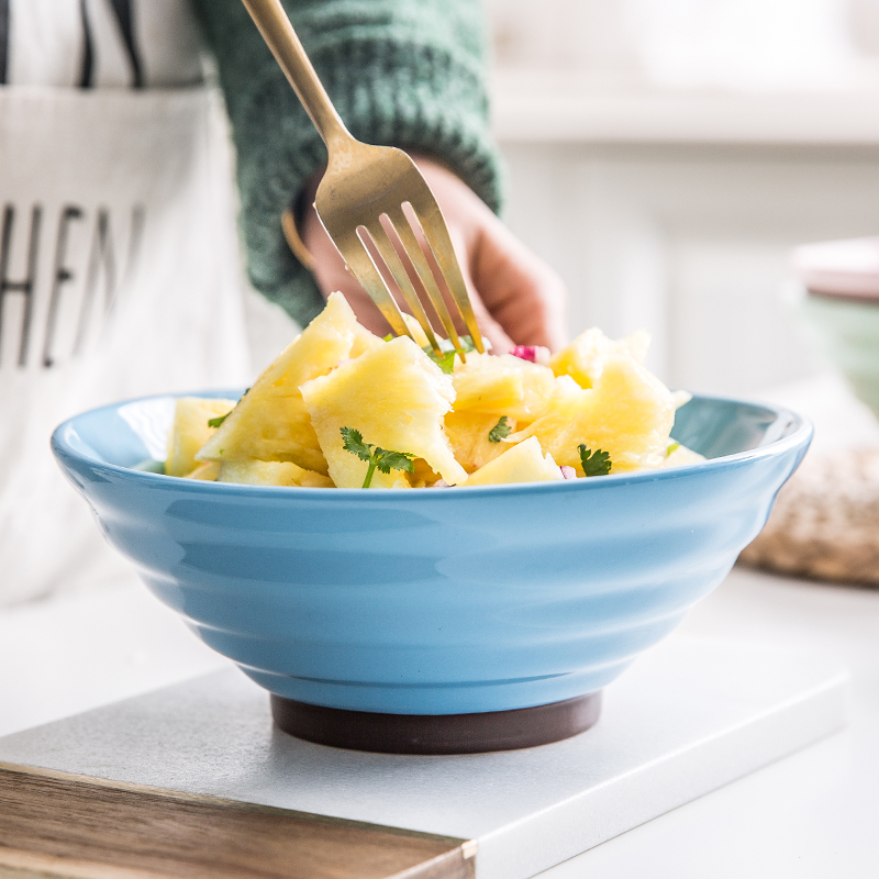 Color home lovely creative ceramic Japanese ramen rainbow such use large eat the bowl of soup bowl tableware hat to bowl dish bowl