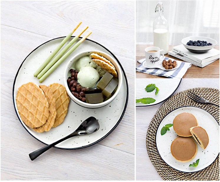 Japanese style restoring ancient ways of household ceramics tableware flat plate breakfast dish dish dish tray was western - style food dish MoBai steak