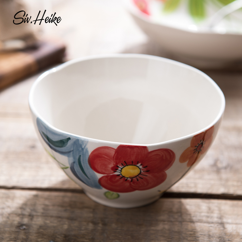 The Nordic ins hand color Japanese European wind household tableware ceramic bowl dessert salad bowl rainbow such as bowl soup bowl