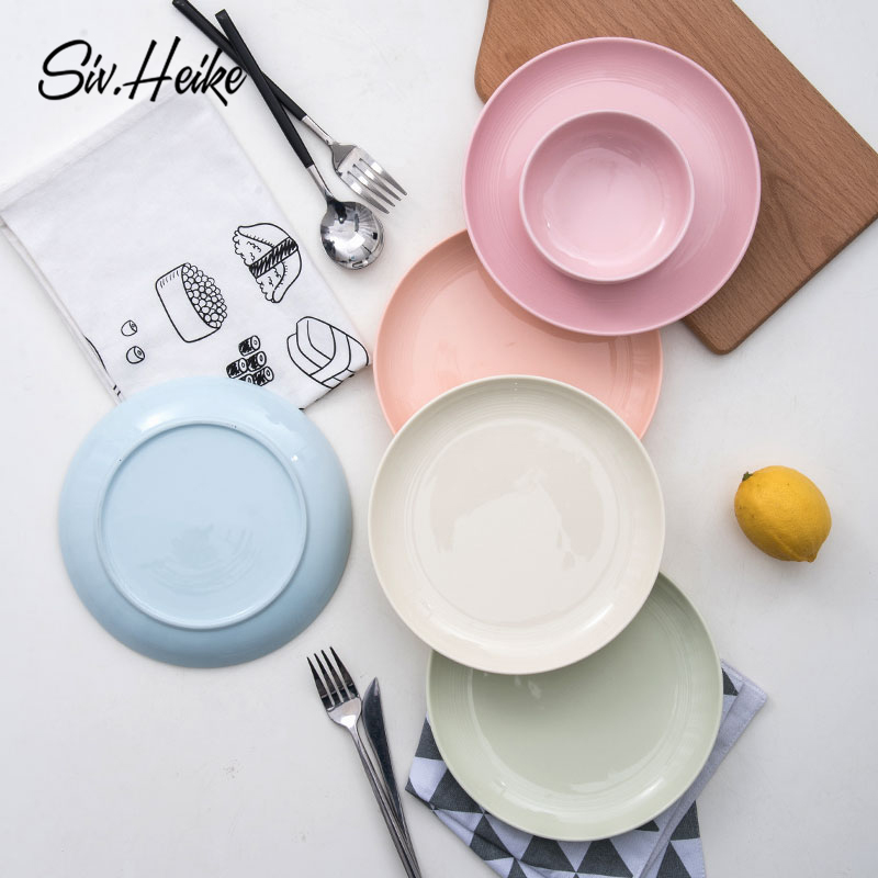 Nordic home lovely move color Japanese European ceramic dish dish dish beefsteak plate plate