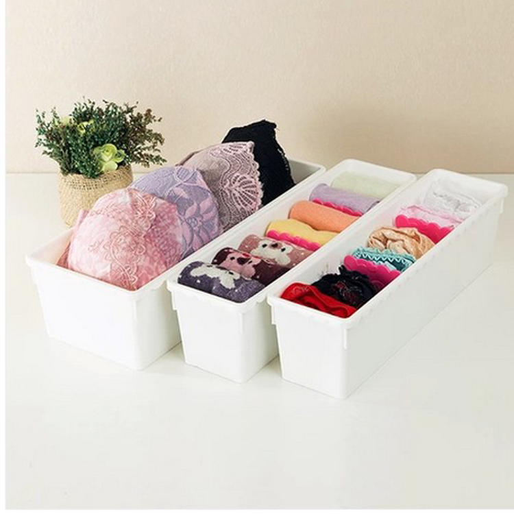 Japanese imported lingerie containing box Home socks bra Underpants Sub-plaid Drawer Plastic Separated Finishing Box