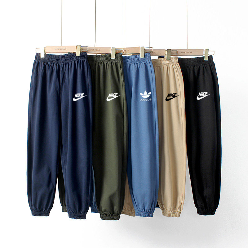 Nike Ton Boy Sports Pants Summer Thin pure cotton CUHK Child loose Anti-mosquito pants Children long pants Chaobots