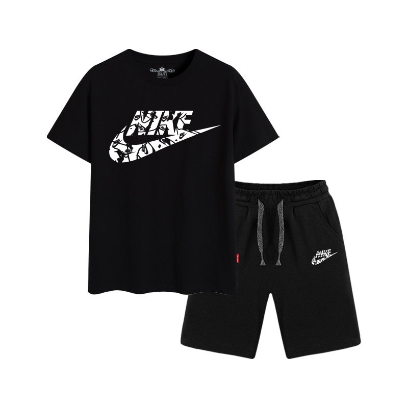 Children's suit summer boys cotton short-sleeved middle-aged and older children sports and leisure fashion two-piece t-shirt shorts girls