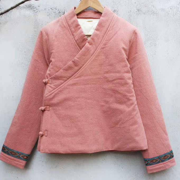 Su Jin Hehua cotton và vải lanh nhỏ cotton 袄 văn học Trung Quốc retro trà gió gió cotton mùa đông 259 áo khoác lông vũ nữ dáng dài