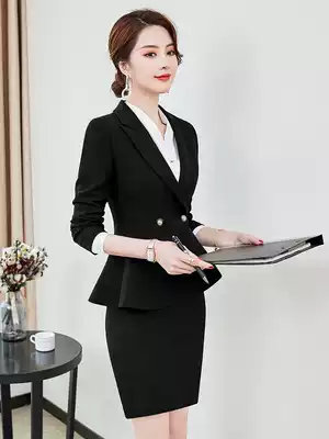 High-end office clothes temperament goddess Fan Qiu fashion suit suit set female hotel front desk gold store jewelry store overalls