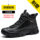 Labor protection shoes for men, winter cotton shoes with velvet, anti-smash and anti-puncture high-top boots, cold-proof wool warm work safety shoes