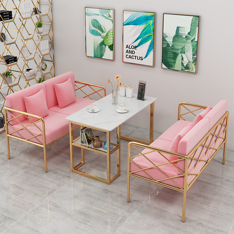 Nordic ins style dessert milk tea shop cafe double sofa negotiation reception desk and chair combination simple and leisure