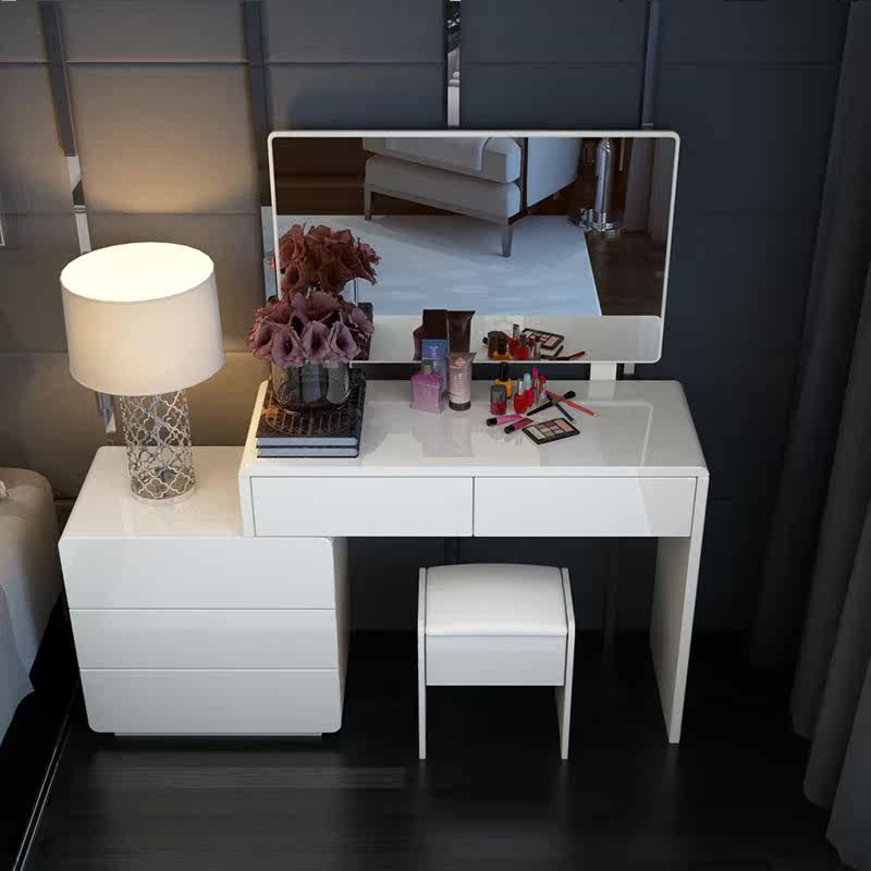 Makeup Desk Bedroom Containing Cabinet Composition Makeup Table Minima Modern Small House Mini Storage Box Multifunction Makeup Mirror
