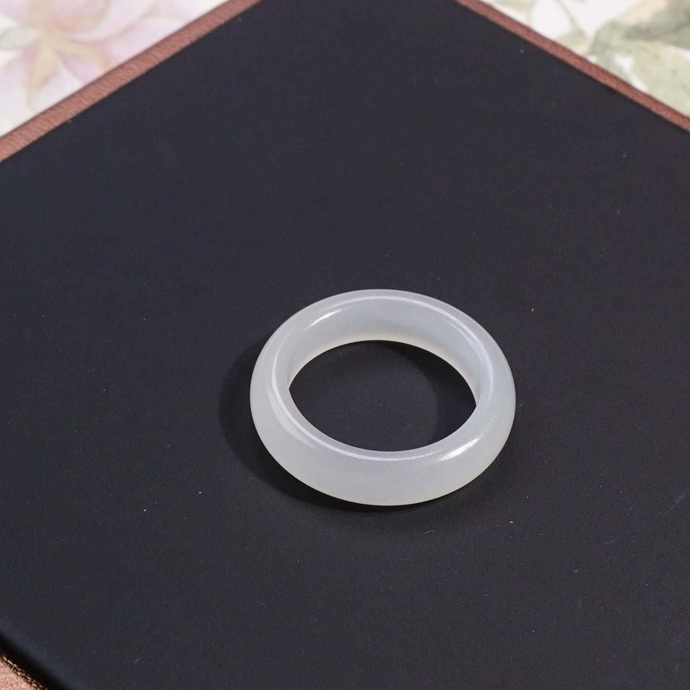 Hotan jade Qinghai old pit material jade ice transparent delicate white jade unstructured 17mm ring jade ring men and women k