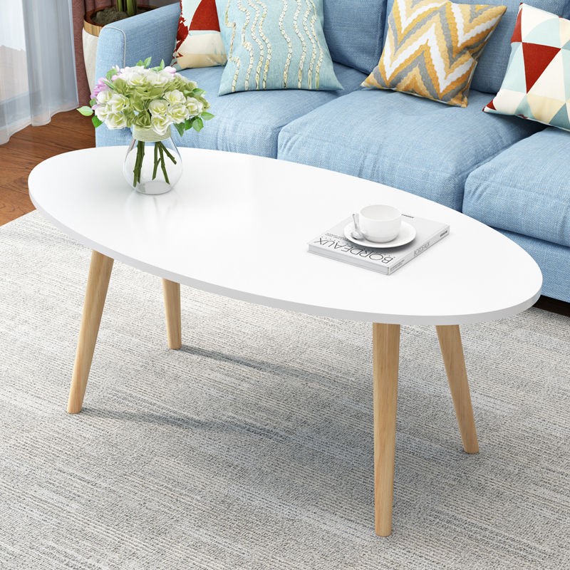Nordic oval coffee table modern minimalist small apartment solid wood small coffee table bay window home living room creative bedside table