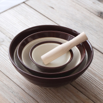 Restaurant canteen grinding basin Japanese foreign trade meat puree food supplement ceramic grinding bowl baby food supplement tool yam sesame