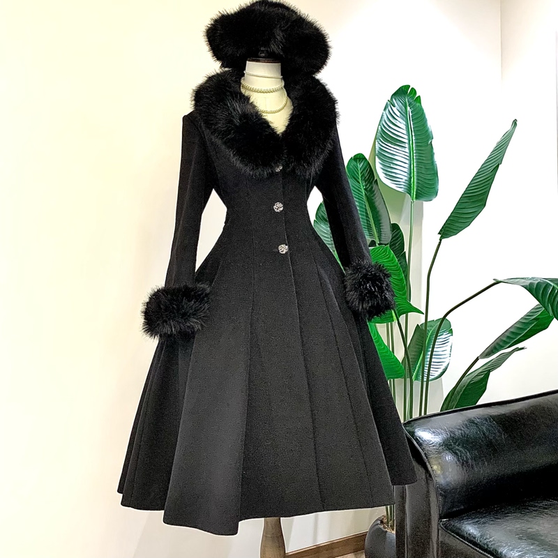【Mmm Original Design】In-Stock Black Mamba Twelve-Piece Wool Coat Elegant Cla Lolita