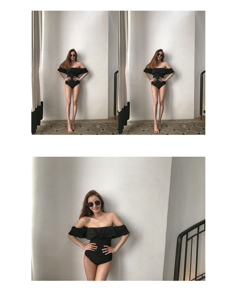 2019 Spring/Summer Off-shoulder Ripple Swimsuit L