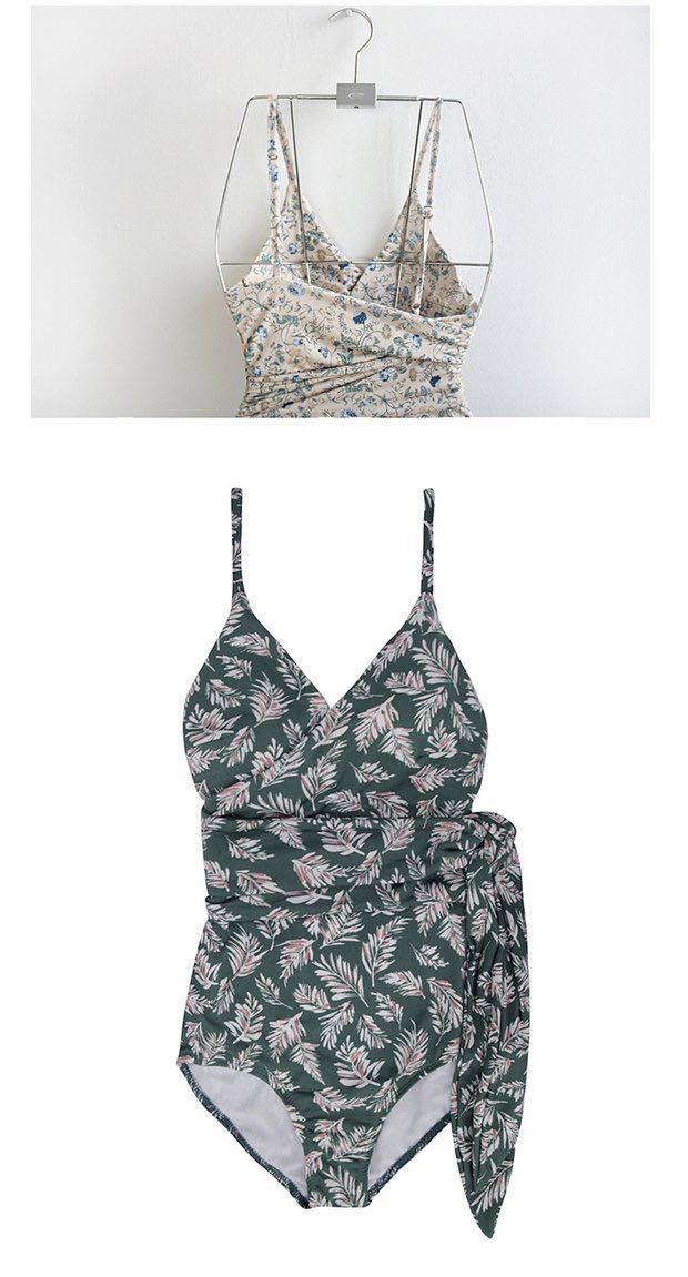 2019 Spring/Summer Floral Wrap-up Swimsuit Green/M