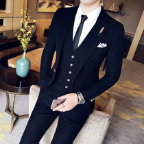 Mens suit suit three-piece youth Korean version of small suit slim handsome wedding dress jacket coat tide