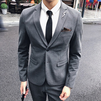 Suit suit mens three-piece groom handsome wedding dress casual small suit Korean version of slim suit suit suit