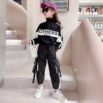 Girl Autumn Clothing Suit 2021 New Korean version of the Korean Air Network Red Child Leisure Girl Trendy Tooling Two Sets Tide