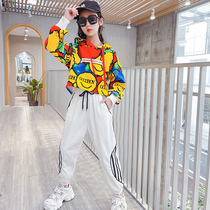 Girl Nets Red Suit Autumn Clothing 2021 New Children Foreign Air Girl Great Boy Trendy Zdyeing Casual Two Sets