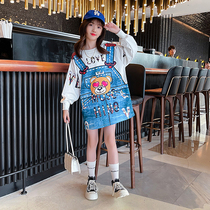 Girls weavewear spring autumn 2021 new CUHK Tong Han version printed digital printed children foreign air long sleeve fashion blouses