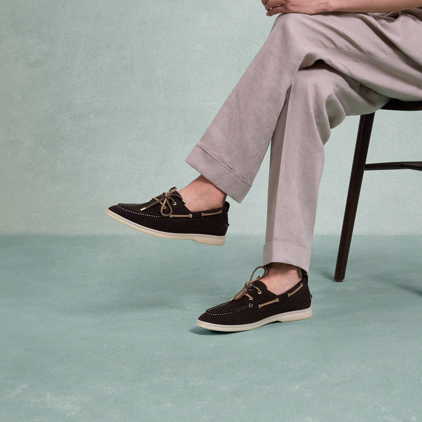 ThomWills本革ローファーメンズスエードボートシューズソフトレザー英国レトロスリッポンシューズ夏