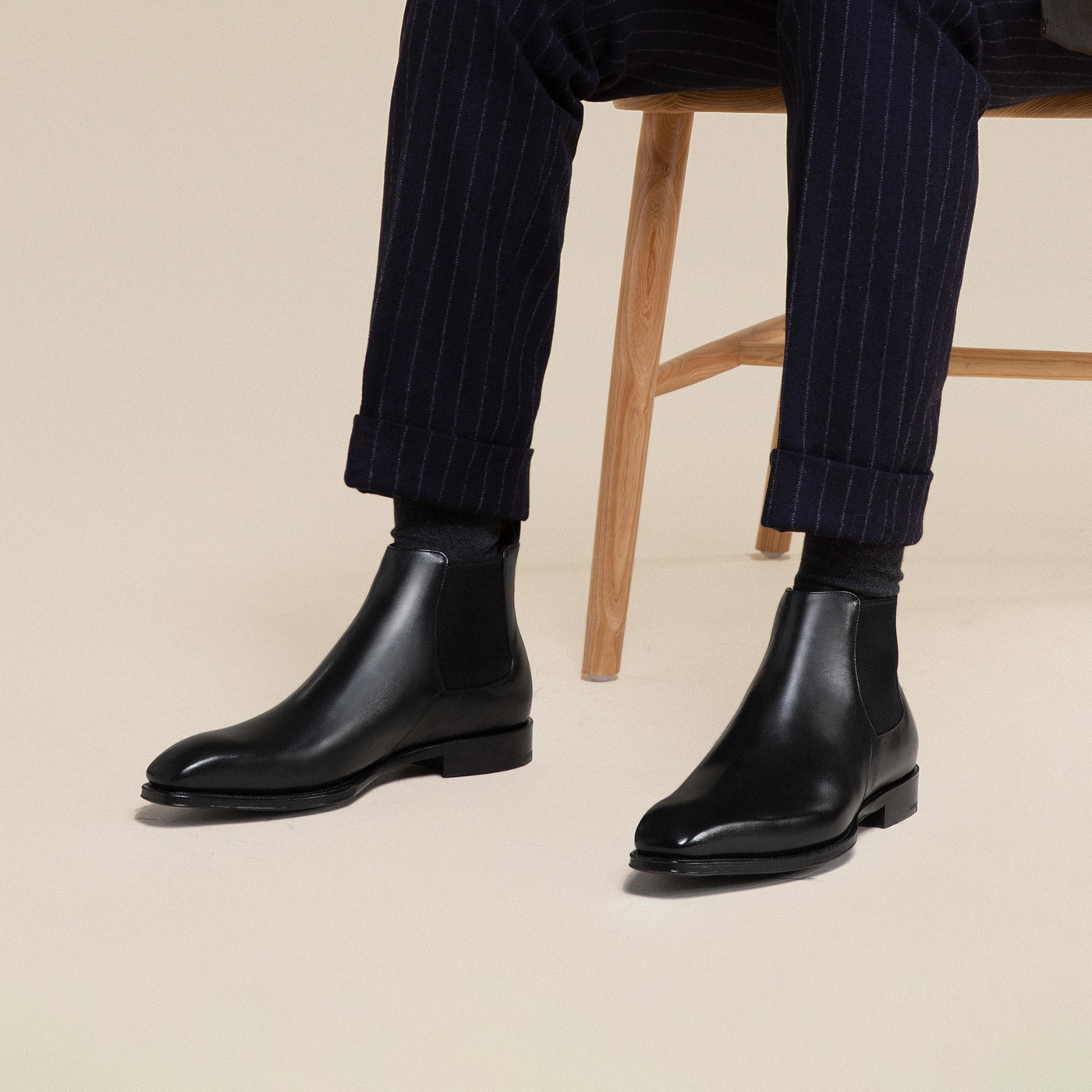 ThomWills グッドイヤー ハンドメイド チェルシーブーツ メンズ ビジネス フォーマル レザーシューズ 本革 ハイカット マーティンブーツ 春