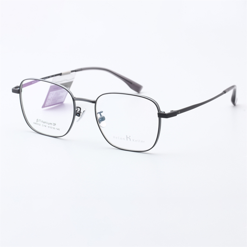 Helen Keller Eyeglass Frames for Men and Women, Fashionable Square Titanium Metal Myopia Glasses Frames, Can Be Fitted with Prescription Lenses - H85032 Helen Keller Eyeglass Frames for Men and Women, Fashionable Square Titanium Metal Myopia Glasses Frames, Can Be Fitted with Prescription Lenses - H85032