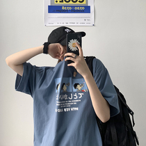 Summer dress high-end boutique short-sleeved T-shirt mens Tide brand loose Japanese half-sleeved jacket Joker trend handsome T-shirt