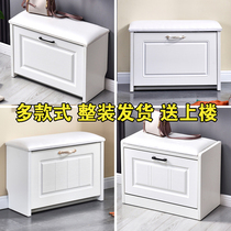 Simple modern shoe changing stool shoe cabinet door creative storage stool multifunctional European ultra-thin shoe stool shoe rack