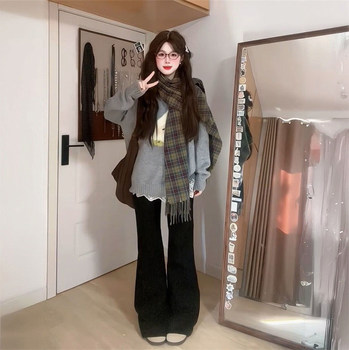 2025 autumn and winter new japanese college style rainbow stripe sweater women's outerwear student loose v-neck knitted top